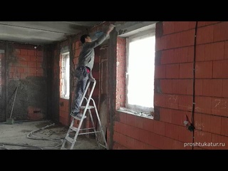 Установка маяков под штукатурку