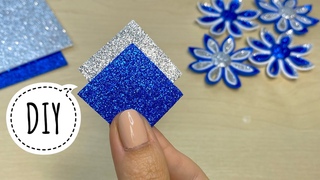 БЕЗ шаблона! DIY МК Цветы из фоамирана Глиттерный фоамиран