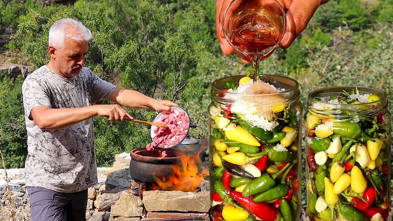 The Best Spicy Pickled Peppers Recipe, Chickpea with Beef Cooked on