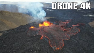 Meradalir Volcano lava rivers drew a fiery creature 😮 Seen from drone. 4K.