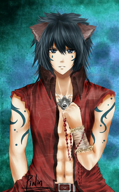 Anime guy with wolf
