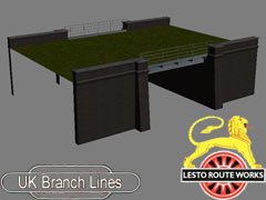 3 Track Steel Bridge, Brown Brick, Grass with coping stones