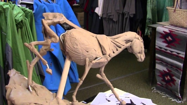 Sculptor David Lemon Working on the Horse I Fail on a
